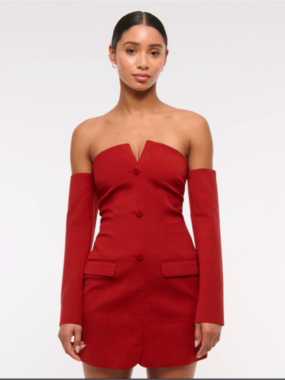 Abercrombie & Fitch Red Off-Shoulder Mini Dress